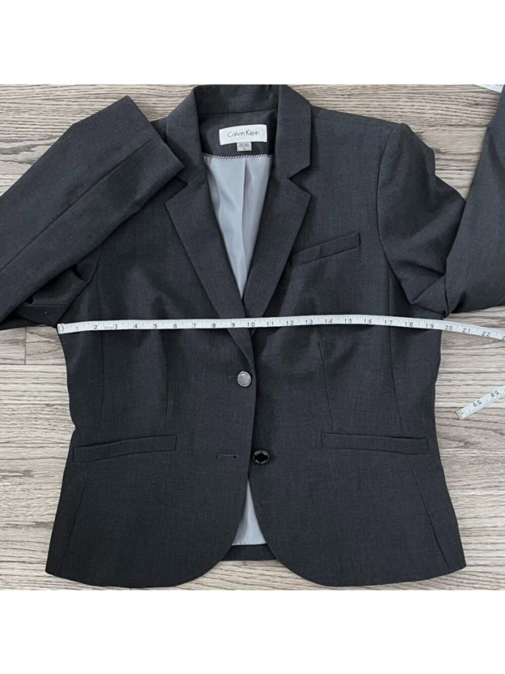 Calvin Klein Womens Sz 12 Gray Blazer Classic Office Going Out Ivy Style Capsule - Picture 9 of 14